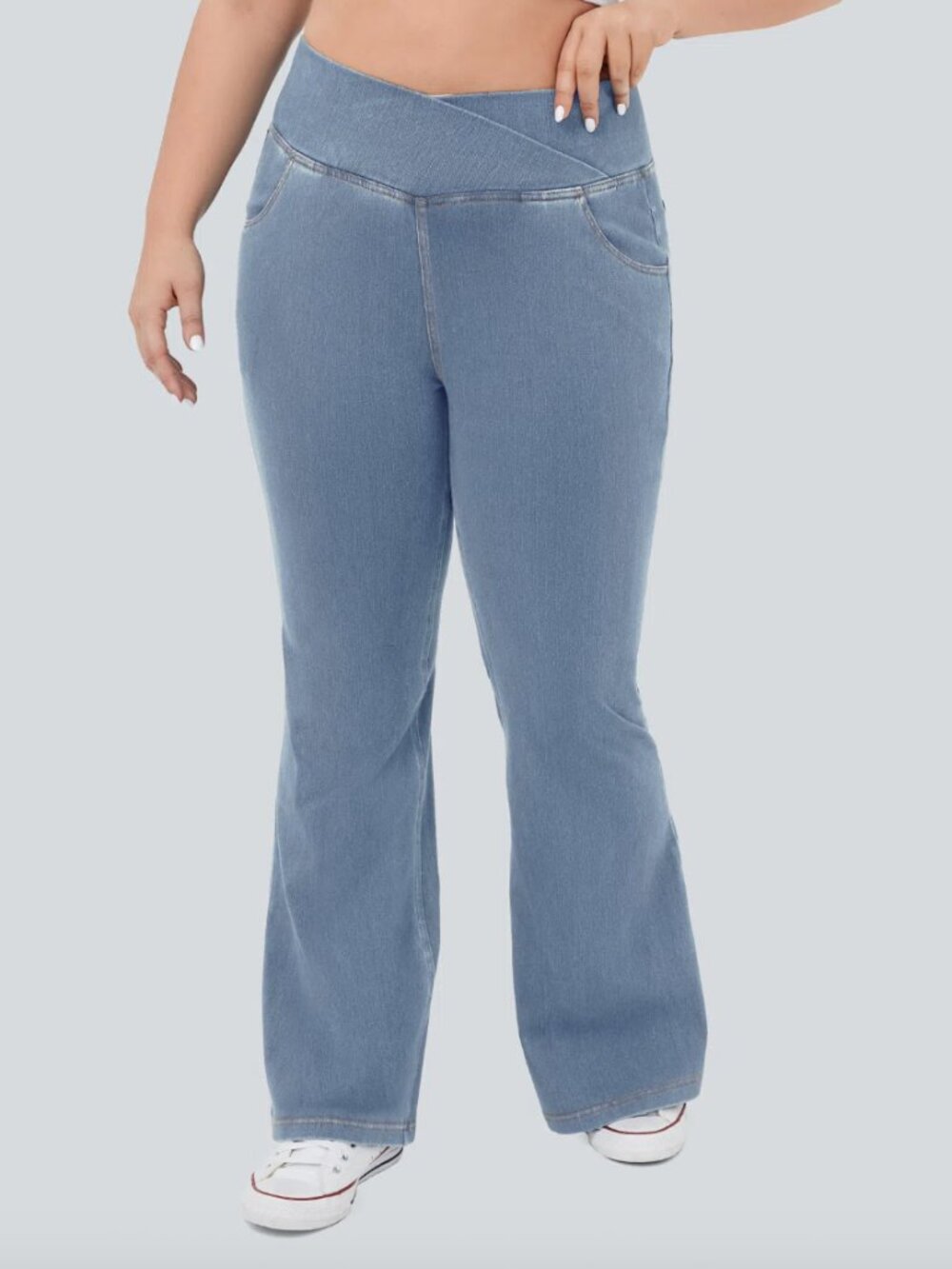 Halara Flex High Waisted Crossover Cool Touch Washed Casual Jeans Petite 2XL